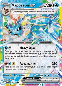 Kartu Vaporeon ex dari Festival Terastal ex, nomor 031/187