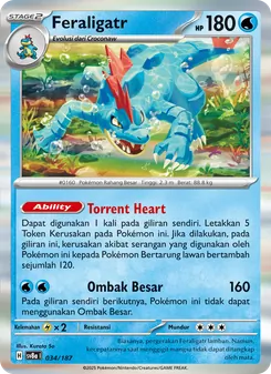 Kartu Feraligatr dari Festival Terastal ex, nomor 034/187
