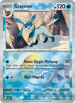 Kartu Glaceon dari Festival Terastal ex, nomor 040/187