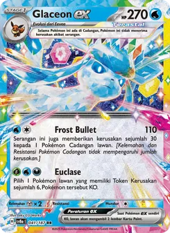 Kartu Glaceon ex dari Festival Terastal ex, nomor 041/187