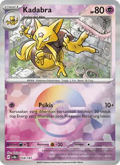 Kartu Kadabra dari Festival Terastal ex, nomor 058/187
