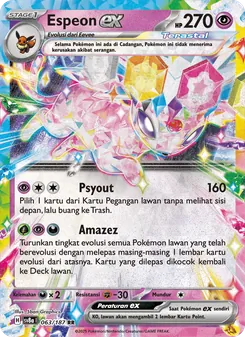 Kartu Espeon ex dari Festival Terastal ex, nomor 063/187