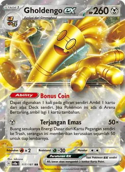 Kartu Gholdengo ex dari Festival Terastal ex, nomor 117/187