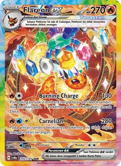 Kartu Flareon ex dari Festival Terastal ex, nomor 202/187