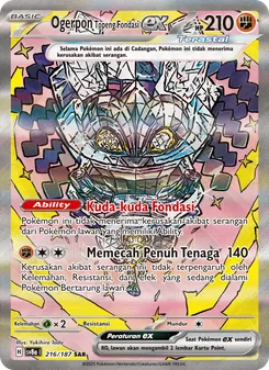 Kartu Ogerpon Topeng Fondasi ex dari Festival Terastal ex, nomor 216/187
