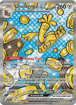 Kartu Gholdengo ex dari Festival Terastal ex, nomor 220/187
