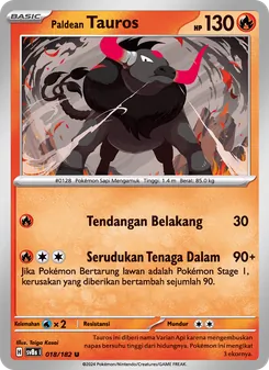 Kartu Paldean Tauros dari Kilat Rasi, nomor 018/182