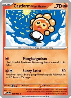 Kartu Castform Wujud Matahari dari Kilat Rasi, nomor 020/182