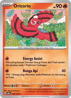 Kartu Oricorio dari Kilat Rasi, nomor 026/182