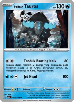 Kartu Paldean Tauros dari Kilat Rasi, nomor 037/182