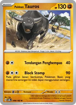 Kartu Paldean Tauros dari Kilat Rasi, nomor 098/182