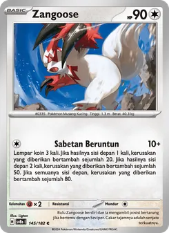Kartu Zangoose dari Kilat Rasi, nomor 145/182