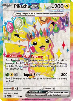 Kaart Pikachu ex uit สเตลลาร์สายฟ้าฟาด, nummer 211/182