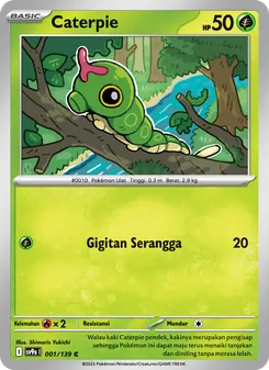 Kartu Caterpie dari Ikatan Takdir, nomor 001/139