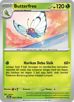 Kartu Butterfree dari Ikatan Takdir, nomor 003/139