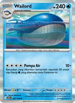 Kartu Wailord dari Ikatan Takdir, nomor 037/139