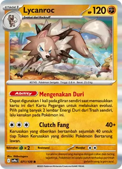 Kartu Lycanroc dari Ikatan Takdir, nomor 071/139