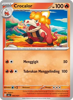 Kartu Crocalor dari Sprigatito & Lucario ex, nomor 003/21