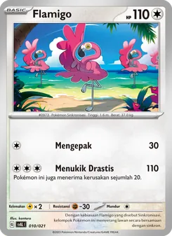 Kartu Flamigo dari Sprigatito & Lucario ex, nomor 010/21