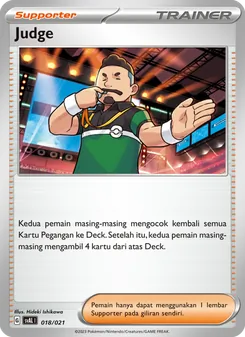 Kartu Judge dari Sprigatito & Lucario ex, nomor 018/21
