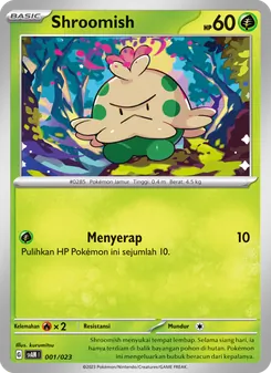 Kartu Shroomish dari Fuecoco & Ampharos ex, nomor 001/23