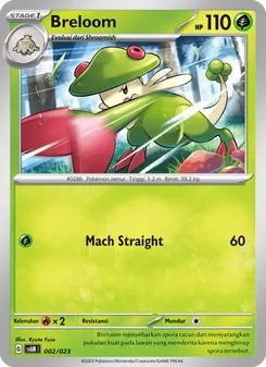 Kartu Breloom dari Fuecoco & Ampharos ex, nomor 002/23