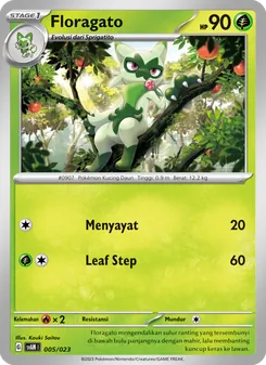 Kartu Floragato dari Fuecoco & Ampharos ex, nomor 005/23