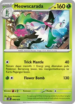 Kartu Meowscarada dari Fuecoco & Ampharos ex, nomor 006/23