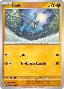Kartu Riolu dari Fuecoco & Ampharos ex, nomor 008/23
