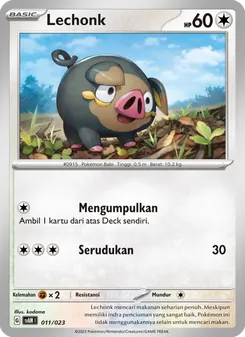 Kartu Lechonk dari Fuecoco & Ampharos ex, nomor 011/23
