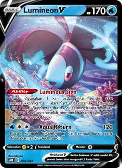 Kartu Lumineon V dari Koraidon ex Purba, nomor 004/22