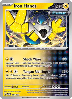 Kartu Iron Hands dari Miraidon ex Futur, nomor 004/22