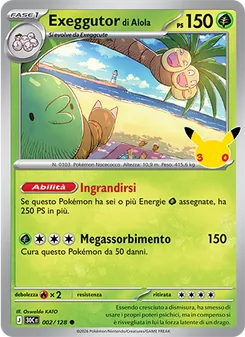 Carta Exeggutor di Alola dell'espansione 30° Anniversario, numero 002/128