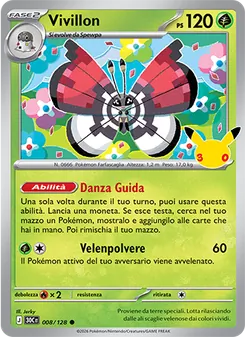 Carta Vivillon dell'espansione 30° Anniversario, numero 008/128