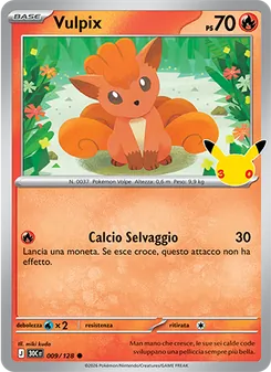 Carta Vulpix dell'espansione 30° Anniversario, numero 009/128