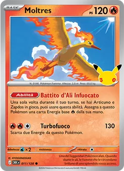 Carta Moltres dell'espansione 30° Anniversario, numero 011/128