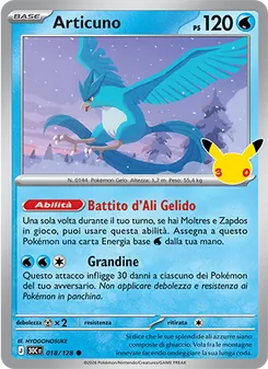 Carta Articuno dell'espansione 30° Anniversario, numero 018/128