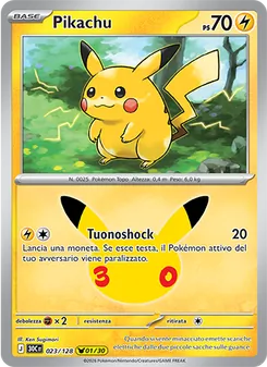 Carta Pikachu dell'espansione 30° Anniversario, numero 023/128