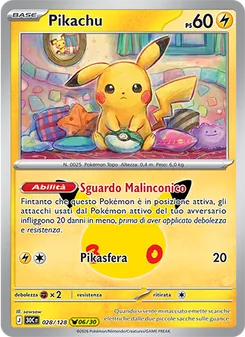 Carta Pikachu dell'espansione 30° Anniversario, numero 028/128
