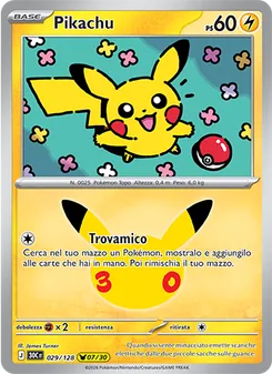 Carta Pikachu dell'espansione 30° Anniversario, numero 029/128