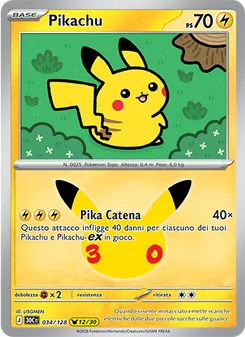 Carta Pikachu dell'espansione 30° Anniversario, numero 034/128