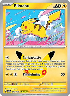 Carta Pikachu dell'espansione 30° Anniversario, numero 042/128