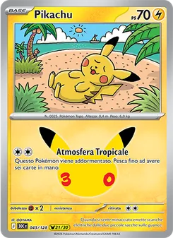 Carta Pikachu dell'espansione 30° Anniversario, numero 043/128