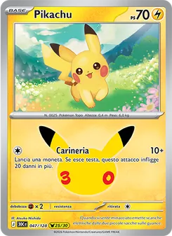 Carta Pikachu dell'espansione 30° Anniversario, numero 047/128