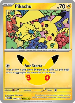 Carta Pikachu dell'espansione 30° Anniversario, numero 048/128