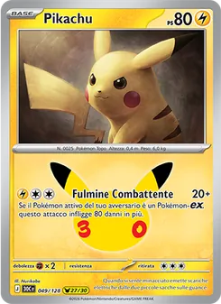 Carta Pikachu dell'espansione 30° Anniversario, numero 049/128
