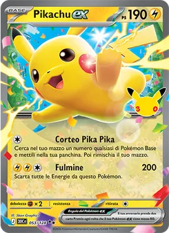 Carta Pikachu-ex dell'espansione 30° Anniversario, numero 053/128