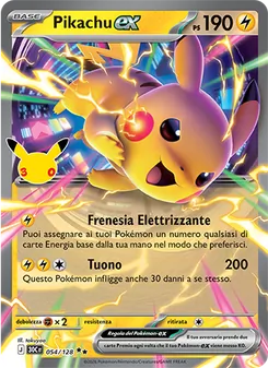 Carta Pikachu-ex dell'espansione 30° Anniversario, numero 054/128