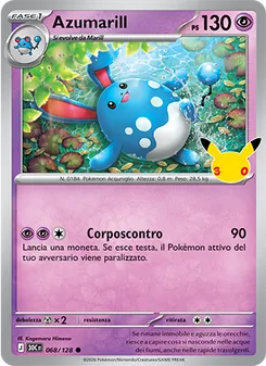 Carta Azumarill dell'espansione 30° Anniversario, numero 068/128
