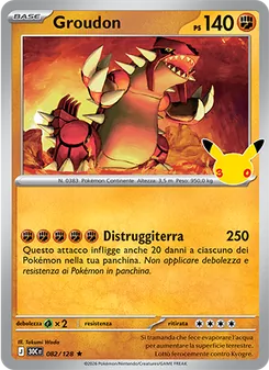 Carta Groudon dell'espansione 30° Anniversario, numero 082/128